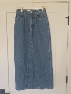 Mango Blue Denim Maxi Skirt